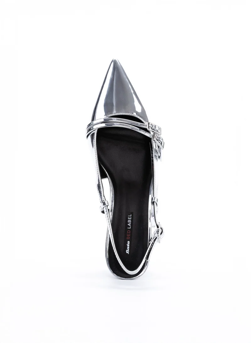 Bata Metallic Slingback Kitten Heel Pumps