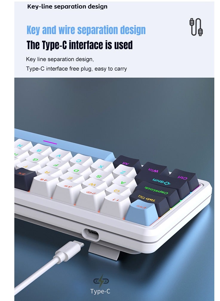 Gaming Mechanical Keyboard 78 Keys three-color keycaps  with Ergonomic Design and Waterproof，All Keys Without Conflict and Removable USB Wired Gaming Keyboard,High-performance keyboard for Gamers and Office use with Metal volume knob