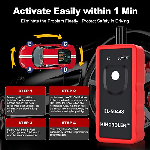 KINGBOLEN EL-50448 TPMS Relearn Tool for GM Auto Tire Pressure Monitor System Sensor Activation TPMS Reset Tool for GM/Cadillac/Buick/Chevy Vehicles - Image 5