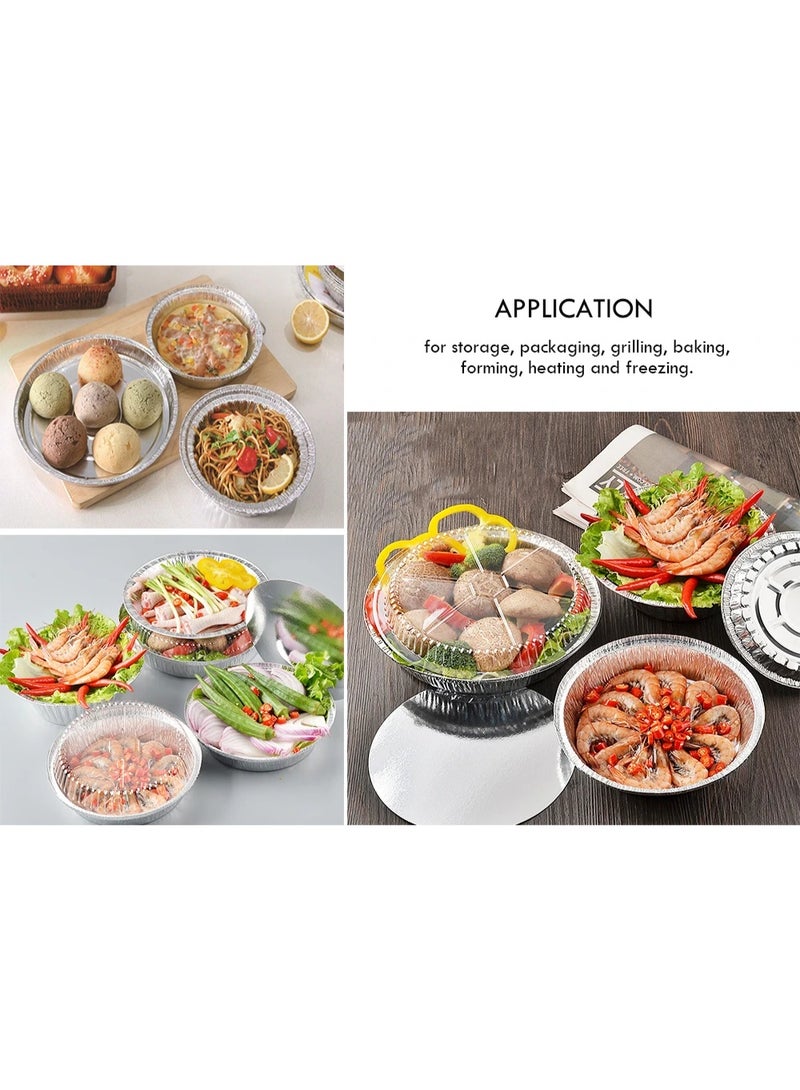 8 - inch, 10 - Piece Set Air Fryer Special Paper Trays | Outer Diameter 20.5cm, Inner Diameter 18.8cm, Bottom Diameter 16.3cm, Height 3.9cm | Universal Aluminum Foil Liners for Oven/Grill | Disposable Oil - Proof Paper Bowls for Home Use - Non - stick & Easy to Clean - Image 3