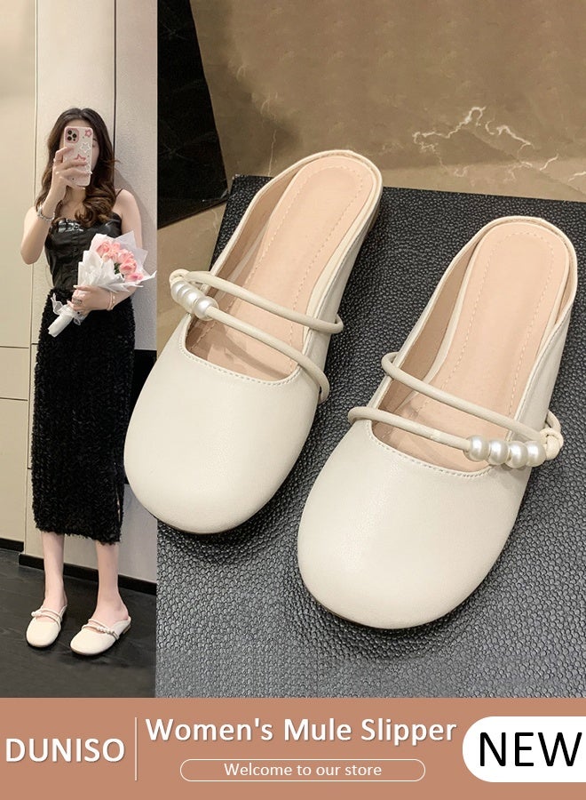 DUNISO Mule Slippers for Women Slingback Flat Pointed Mules Closed Toe Sandals Comfortable Women Slippers Backless Slip On Loafer Shoes - Image 1