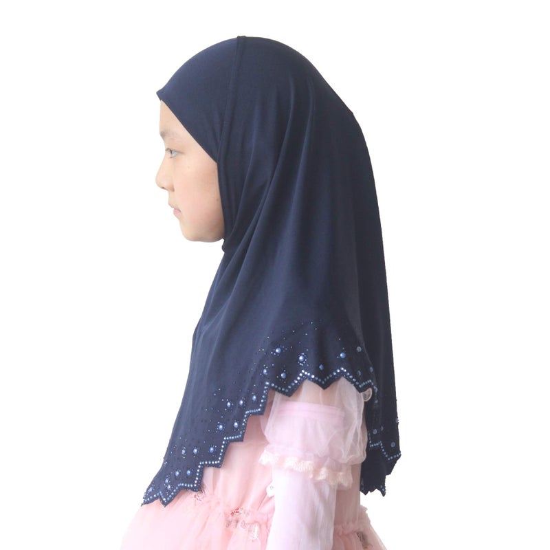 Modest Beauty حجاب بنات/أطفال جميل محتشم - وشاح رأس قطعة واحدة مسلم أميرة مع درز تشيكي - Image 2
