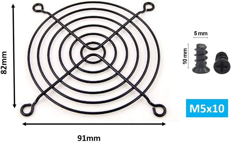 Easycargo 2pcs 92mm Fan Grill 92mm Guard Black with Screws (92mm) - Image 2