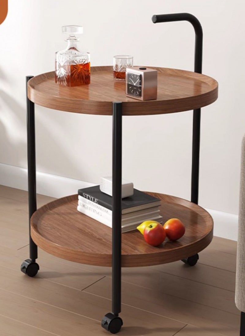 Sharpdo Double Layer Sofa Side Table,End Table with Wheels,Living Room Coffee Table,MDF Simple Mobile Bedside Table - Image 3