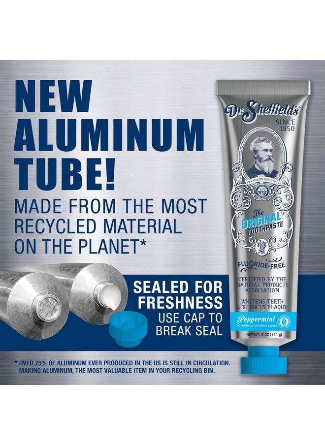 Dr. Sheffield's - Dr. Sheffield’s Certified Natural Toothpaste (Peppermint) - Great Tasting, Fluoride Free Toothpaste/Freshen Your Breath, Whiten Your Teeth, Reduce Plaque (2-Pack) - Image 1