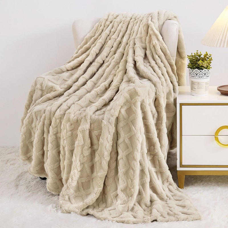 Aganear King Size Blanket - Portable, Breathable & Skin-Friendly for Couch, Sofa, Bed, Office (108"x90", Khaki) - Image 3