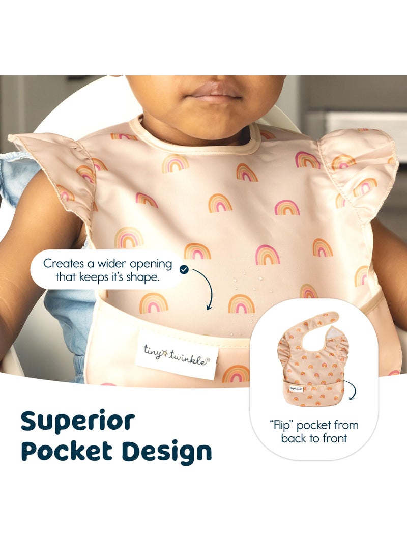 Tiny Twinkle Tiny Twinkle Mess-Proof Baby Bib - Waterproof Bib for Baby Girl - Machine Washable - Adjustable Closure - PFAS, PVC, BPA, Phthalate Free - Baby Food Bibs (3 Pack, Boho, Unicorn)  - Image 5