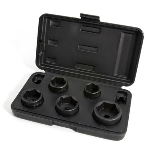 Steelman 5-Piece 3/8-Inch Drive Low Profile Oil Filter Wrench Socket Set, 24mm, 27mm, 29mm, 32mm, and 36mm Sizes - Image 1