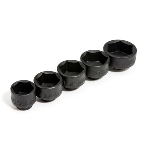 Steelman 5-Piece 3/8-Inch Drive Low Profile Oil Filter Wrench Socket Set, 24mm, 27mm, 29mm, 32mm, and 36mm Sizes - Image 2