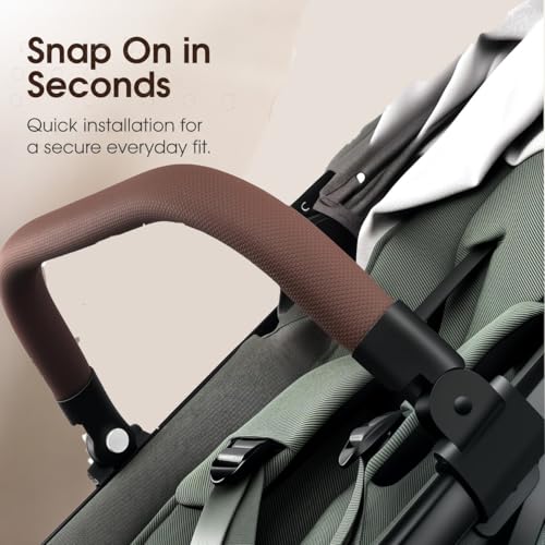GOCKUAP Foldable Bumper Bar Compatible with AER+ & Dot Stroller-One-Hand Open Armrest- Easy Installation-Textured Leather Finish(Mocha Brown) - Image 3