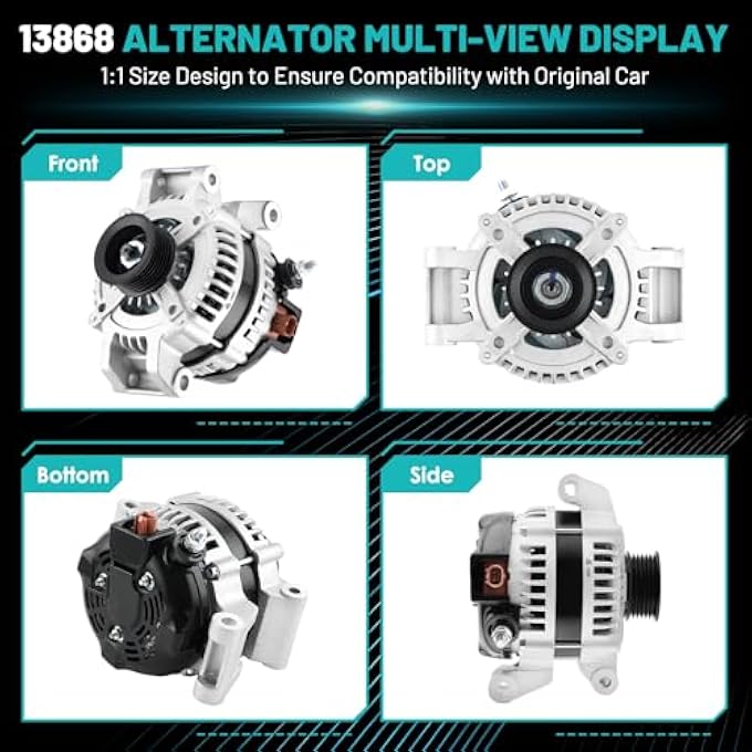Farrme 13868 Car Alternators 120 Amp, 6-Groove Pulley Fit for Dodge Stratus, for Chrysler Sebring 2001-2006 2.4L 2.7L Automotive Replacement Alternators 421000-0740, 4606755AA, 4606755AD, 421000-0230 - Image 4