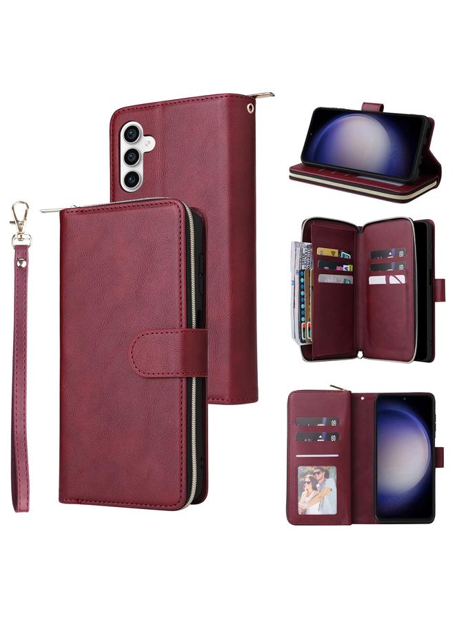S-TOP Case For Samsung Galaxy S23 FE 5G 9-Card Slots Zipper Wallet Bag Leather Phone Case - Image 1
