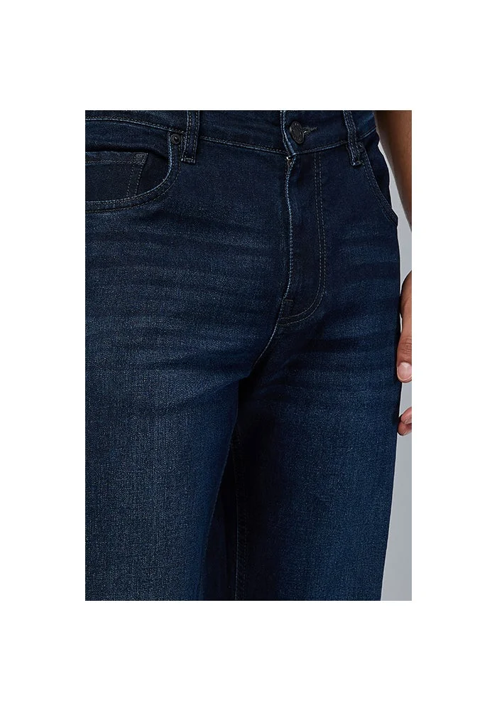 R&b  Washed Straight Fit Jeans with Button Closure for Men | Best Price UAE