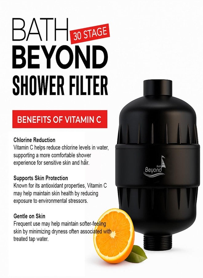 Bath Beyond 30 Stage Shower Filter Shower Head Filter High Output Softener Reduces Dry Skin Chlorine Odors Black - Image 4