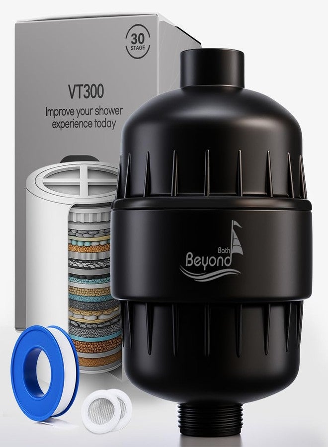 Bath Beyond 30 Stage Shower Filter Shower Head Filter High Output Softener Reduces Dry Skin Chlorine Odors Black - Image 1