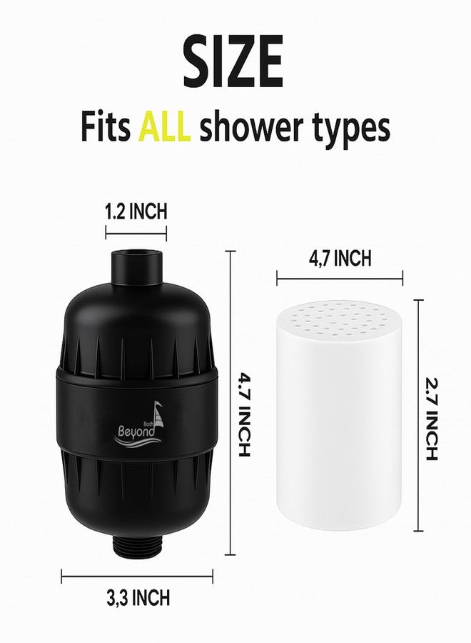 Bath Beyond 30 Stage Shower Filter Shower Head Filter High Output Softener Reduces Dry Skin Chlorine Odors Black - Image 3