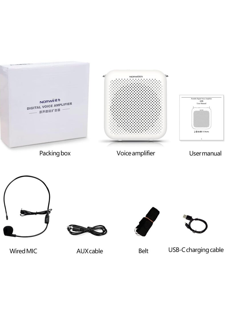 نوروي NORWII S358 Portable 4000mAh Rechargeable Voice Amplifier with Wired Headset Microphone & Waistband – Personal Speaker for Teachers, Trainers, Tour Guides, Presentations & Outdoor Use (White) - Image 3
