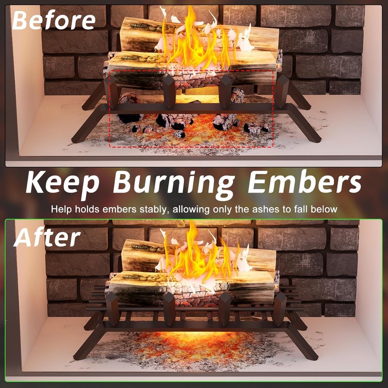 Loquat Fireplace Grate Ember Retainer, 16 x 10 Heavy Duty Steel Mesh Grille for Fireplace Grate, Extra Thick 8mm Metal Ember Retainer Keep Burning Embers from Falling, Fits for Fire Pits, Camping - Image 5