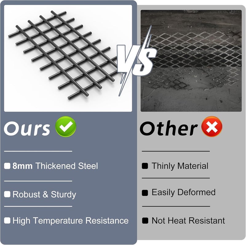 Loquat Fireplace Grate Ember Retainer, 16 x 10 Heavy Duty Steel Mesh Grille for Fireplace Grate, Extra Thick 8mm Metal Ember Retainer Keep Burning Embers from Falling, Fits for Fire Pits, Camping - Image 3