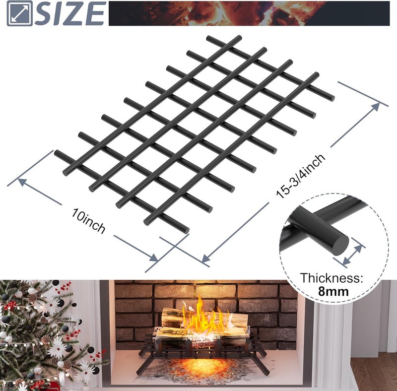 Loquat Fireplace Grate Ember Retainer, 16 x 10 Heavy Duty Steel Mesh Grille for Fireplace Grate, Extra Thick 8mm Metal Ember Retainer Keep Burning Embers from Falling, Fits for Fire Pits, Camping - Image 2