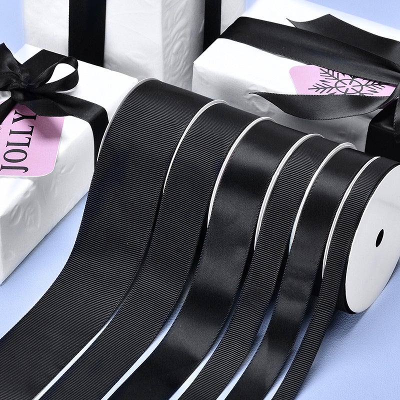 Yao Ming ribbon spot black and white ribbon gift tie atmosphere decorative ribbon balloon strap ribbon wholesale Black