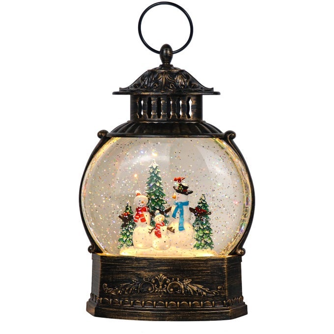 Snow Globe Lighted Christmas Decorations Snowman Claus Singing Snow Globe Lantern with Swirling Glitter Holiday Party Gifts and Decorations