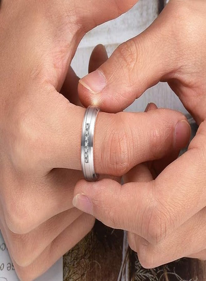 NUNCAD 8mm Tungsten Carbide Rings for Men Cubic Zirconia Eternity Wedding Band Women High Polish Comfort Fit Size 9 - Image 3