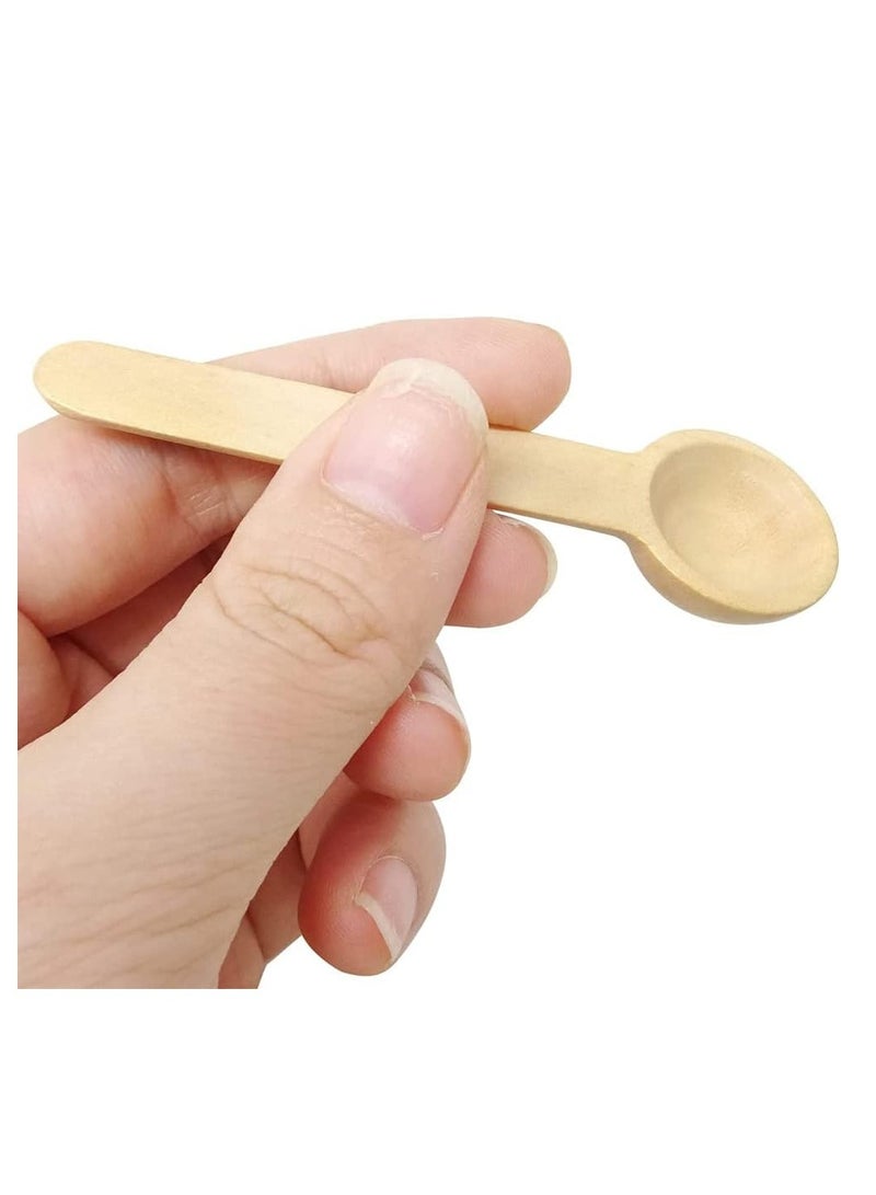 مجموعة من 6 ملاعق خشبية صغيرة لطيفة قابلة لإعادة الاستخدام للتوابل والعسل والقهوة والملح وبرطمانات المربى والسكر - Image 2