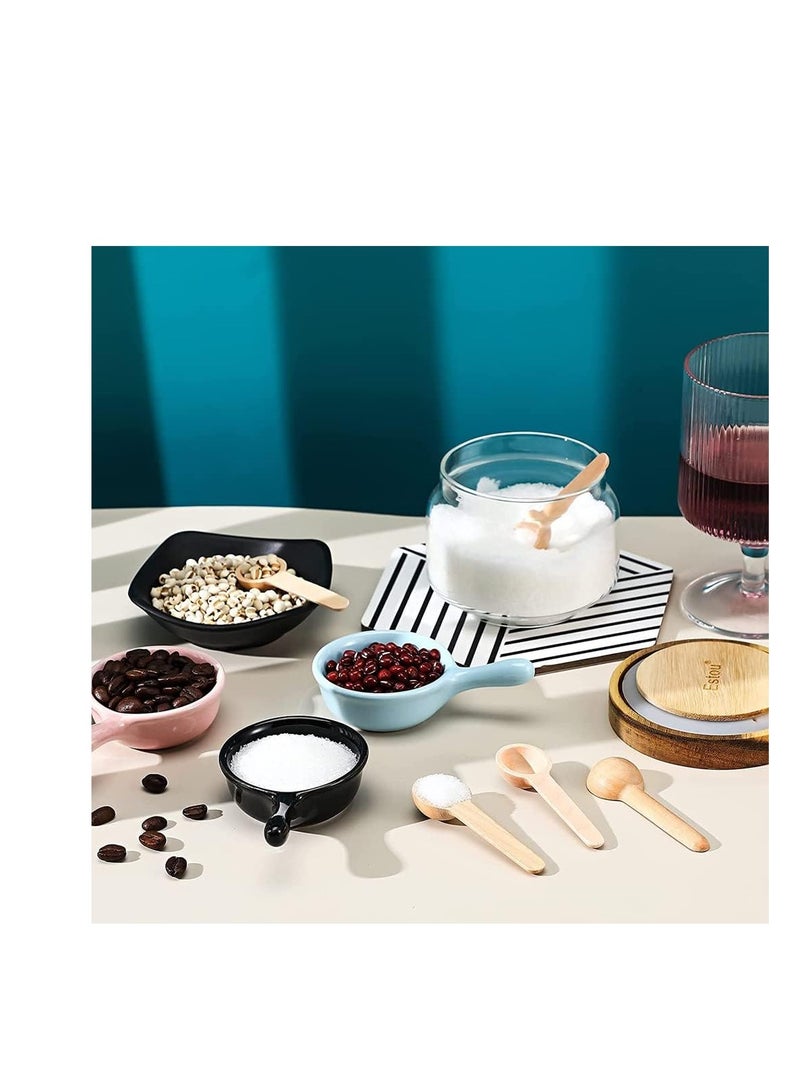 مجموعة من 6 ملاعق خشبية صغيرة لطيفة قابلة لإعادة الاستخدام للتوابل والعسل والقهوة والملح وبرطمانات المربى والسكر - Image 3