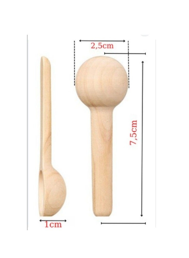 مجموعة من 6 ملاعق خشبية صغيرة لطيفة قابلة لإعادة الاستخدام للتوابل والعسل والقهوة والملح وبرطمانات المربى والسكر - Image 5