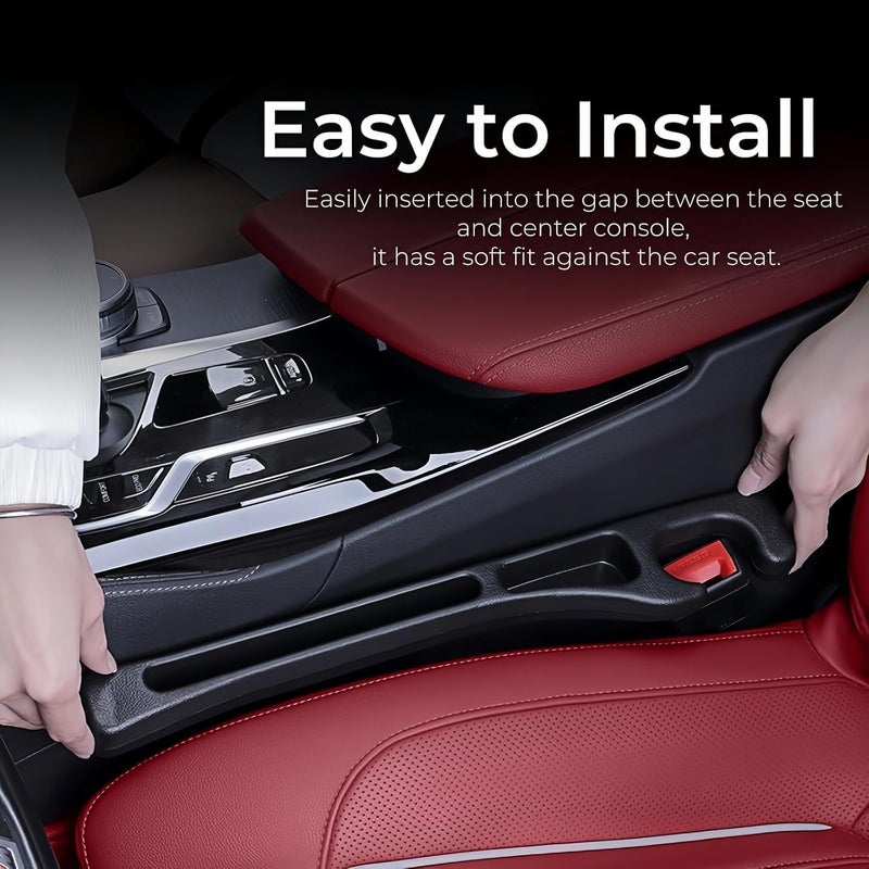 dulalayandong Car Seat Gap Filler, 2-Pack No-Drop Seat Side Gap Seam Filler Organizer with Phone Holder, Universal Fit Fill The Gap Between Seat & Console, Perfect for Car, SUV, Truck - Image 2