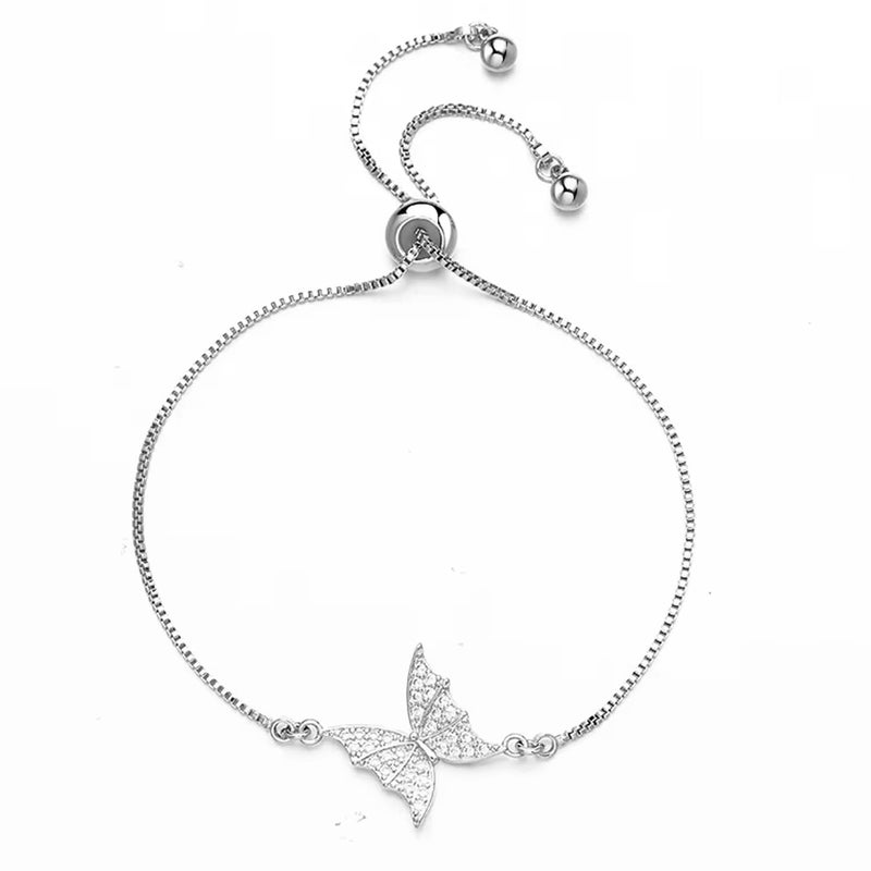 Peora Silver Plated Cubic Zirconia Studded Butterfly Style Adjustable Bracelet Fashion Jewellery for Women - Image 2