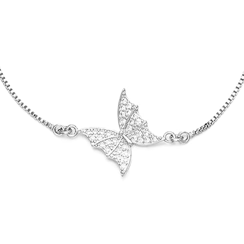 Peora Silver Plated Cubic Zirconia Studded Butterfly Style Adjustable Bracelet Fashion Jewellery for Women - Image 5