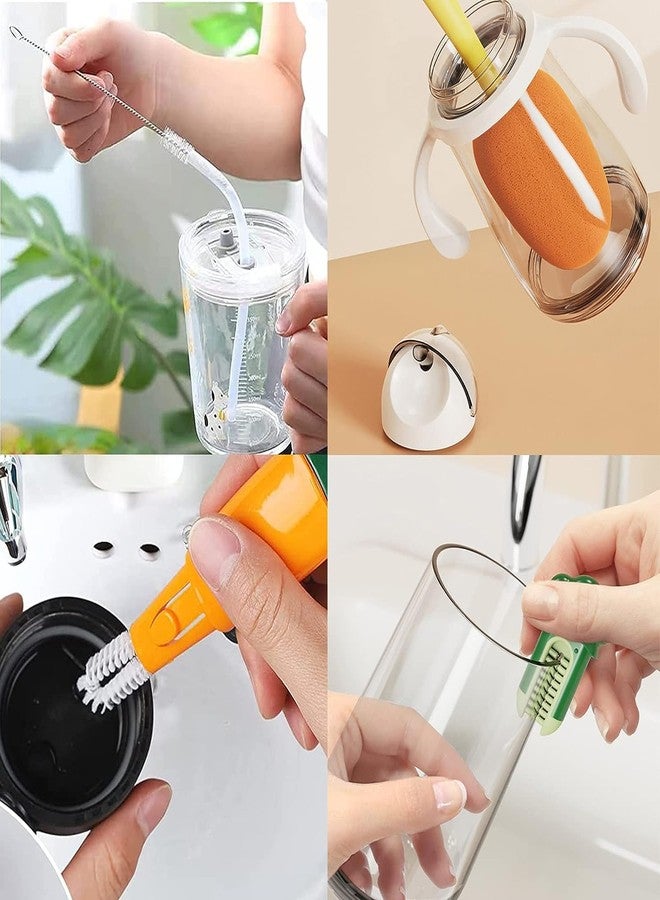 kaqer 3 in 1 Multi Bottle Cleaning Brush,Sponge Baby Bottle Brush, Cup Lid Gap Bottle Cleaner Brush Cleaning Brush - Image 2