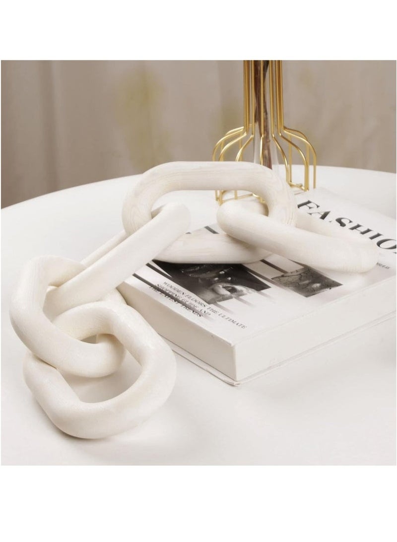 Bukela Wood Chain Link Decor 5 Link Wooden Decorative Chain Accents Coffee Table Shelf Decor Aesthetic Living Room White - Image 1