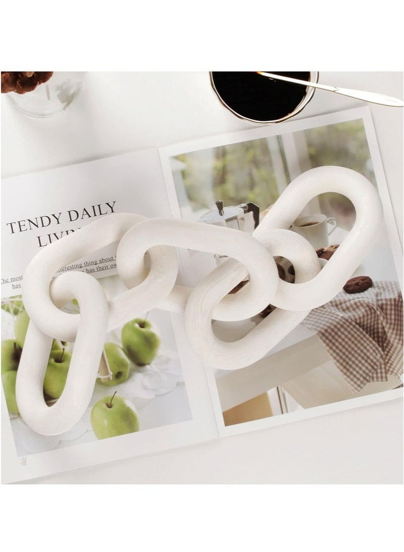 Bukela Wood Chain Link Decor 5 Link Wooden Decorative Chain Accents Coffee Table Shelf Decor Aesthetic Living Room White - Image 2