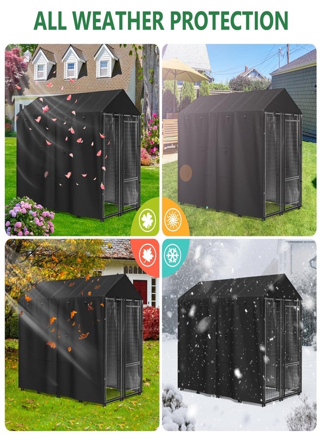 غطاء خارجي لبيت الكلاب من موتوشي، أسود اللون، بمقاس 8 أقدام عمق × 4 أقدام عرض × 6 أقدام ارتفاع، يوفر تغطية كاملة مع نافذة شفافة من مادة PVC وشبكة تهوية، لحماية من جميع الأحوال الجوية، مناسب للعديد من أنواع بيوت الكلاب. - Image 5