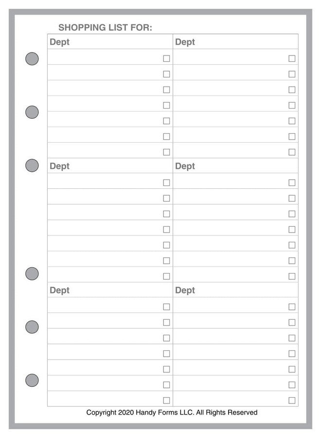 Handy Forms A6 Size Menu Planner, for 6-Ring A6 Binders. Sheet Size 4.13" x 5.83" (105mm x 148mm). This is A European Standard A6 Size. Your A6 May BE Different. Please See Images. - Image 3