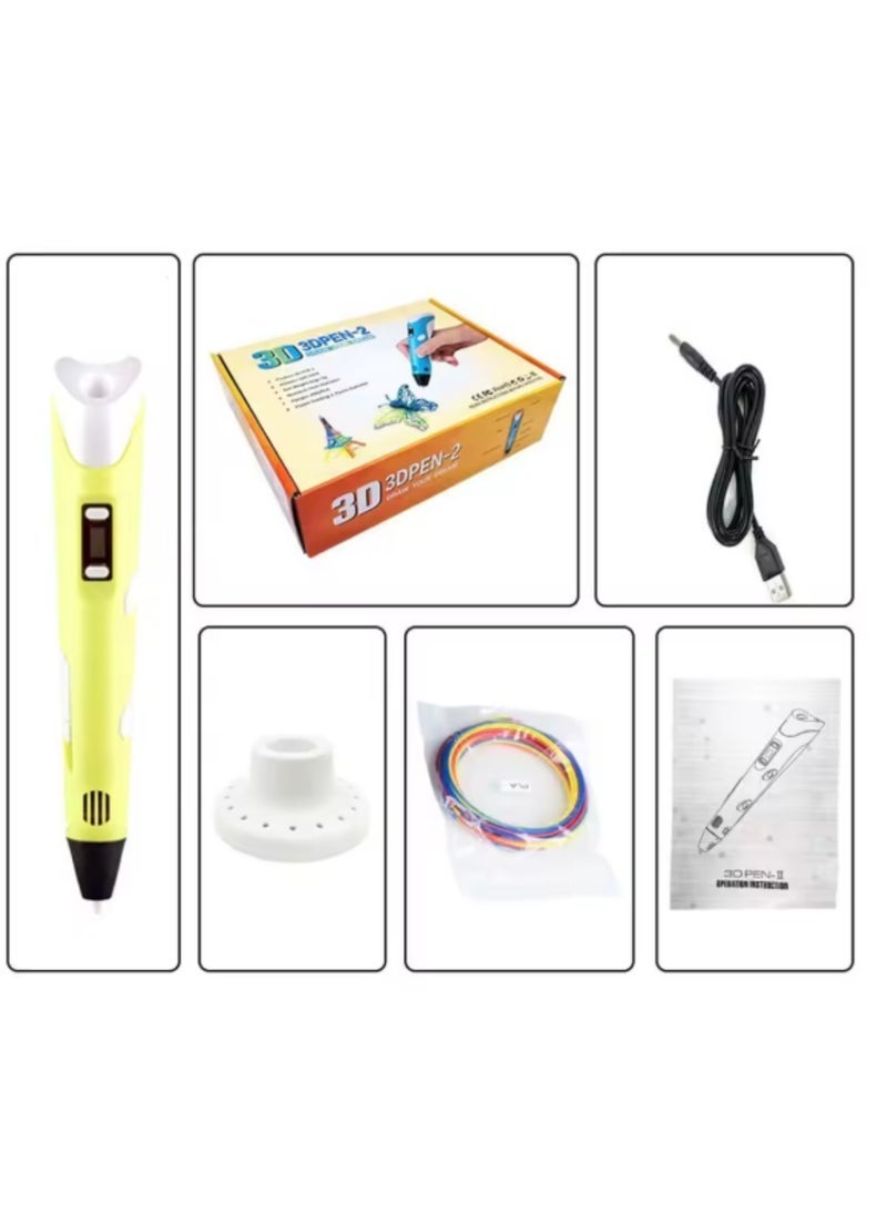 ELTRAZONE 3D Printing Pen With Display 3D Pen 2 Draw Your Dream With 3 Starter Colors Of PLA Filament, Project Guide And Charger Drawing  3D Pen Kit Drawing Pen Ultrasonic Sealed Nozzle Educational Gift For Kids Green - Image 2