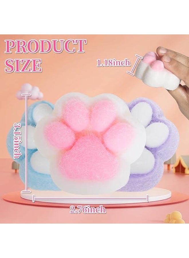 Tapa Squishy Cat Paw Squeeze Toys, Kawaii Squishy Squeeze Toys, Fluffy Cat Paw Squishy Fur Ball, Fun Novelty Fidget Toys for Stress Relief Suitable for Adults and Kids, 3 Pack - Image 2