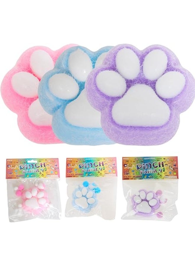 Tapa Squishy Cat Paw Squeeze Toys, Kawaii Squishy Squeeze Toys, Fluffy Cat Paw Squishy Fur Ball, Fun Novelty Fidget Toys for Stress Relief Suitable for Adults and Kids, 3 Pack - Image 4