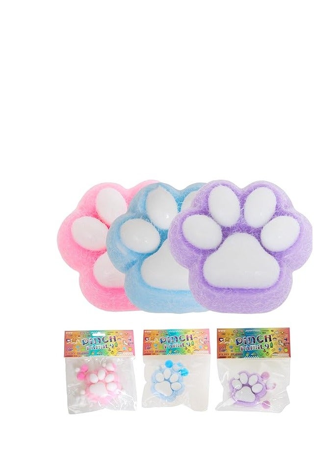 Tapa Squishy Cat Paw Squeeze Toys, Kawaii Squishy Squeeze Toys, Fluffy Cat Paw Squishy Fur Ball, Fun Novelty Fidget Toys for Stress Relief Suitable for Adults and Kids, 3 Pack - Image 1