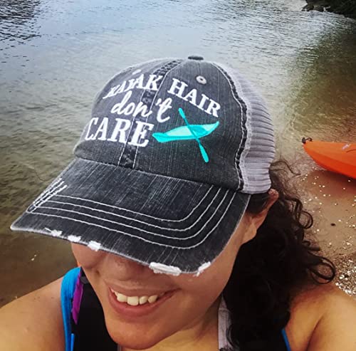 KATYDID Kayak Hair Don't Care Baseball Cap - Trucker Hat for Women - Stylish Cute Sun Hat (Gray Hot Pink) - Image 2