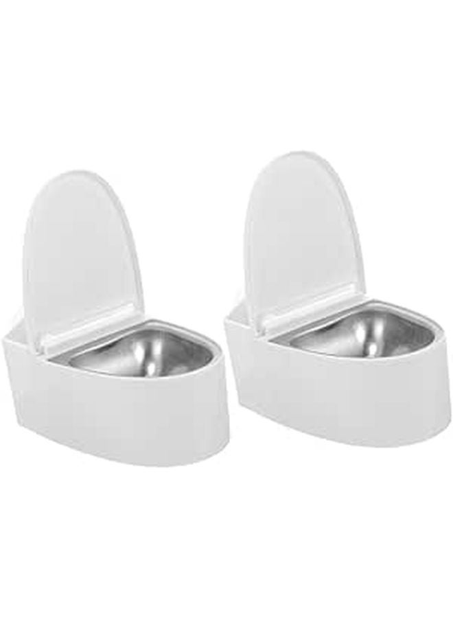 Wall Mounted Toilet Shaped Ashtray Lid Ash Can Stainless Steel No Drill White - Image 1