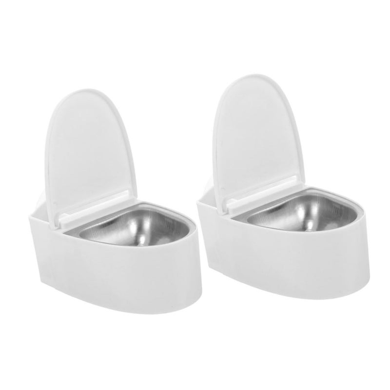 Wall Mounted Toilet Shaped Ashtray Lid Ash Can Stainless Steel No Drill White - Image 2
