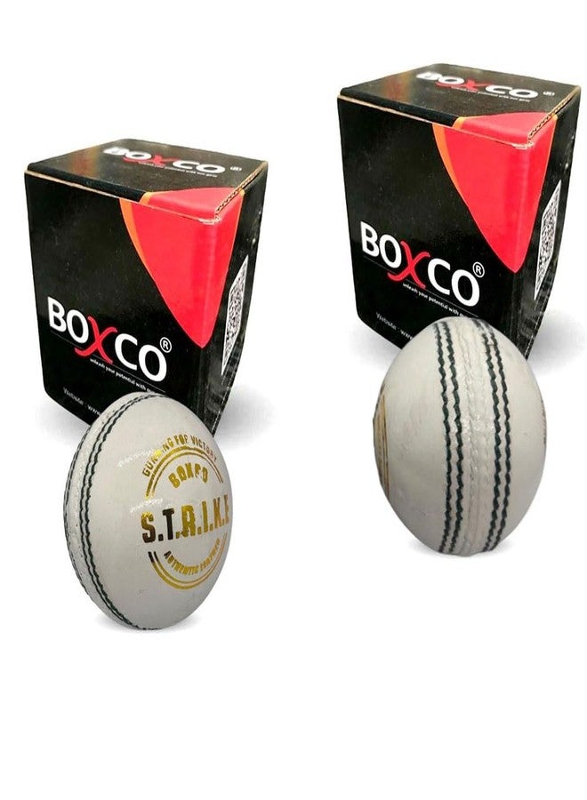 BOXCO Strike White Leather Cricket Ball, Hand Stitched, for T20, ODI and Test Matches (Pack of 2) - Image 2