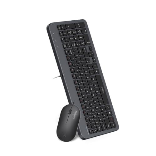 FINGERS ImperialCombo-D2 Wired Keyboard & Mouse Combo (Slim Design, Scissor Keys Laptop-Style Typing, Compact Size Layout, 1000 DPI, Windows | macOS | Linux Compatible), Jet Black - Image 1