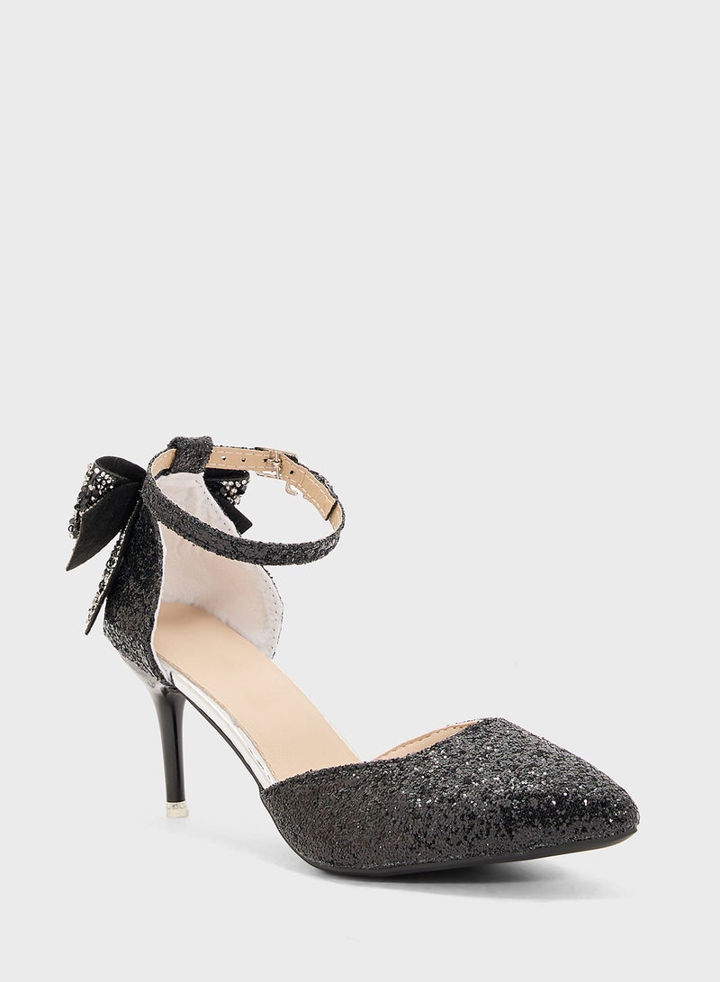Ella Limited Edition Glitter Bow Back Pump  - Image 2