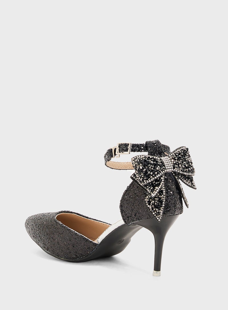 Ella Limited Edition Glitter Bow Back Pump  - Image 3
