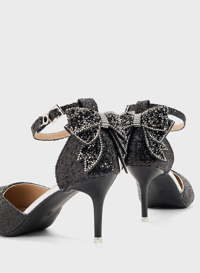 Ella Limited Edition Glitter Bow Back Pump  - Image 4